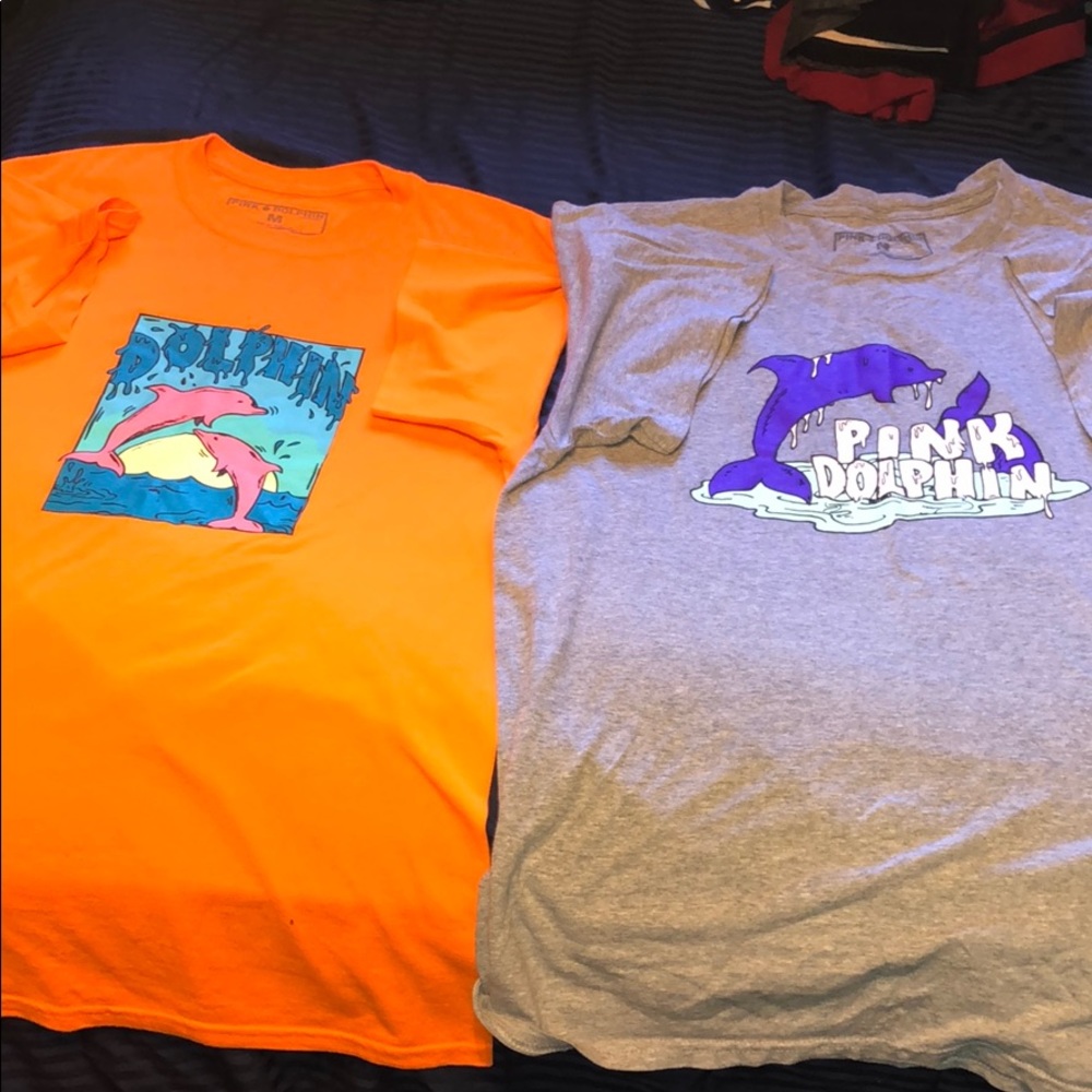 Pink Dolphin T shirts. Size medium. Good condition